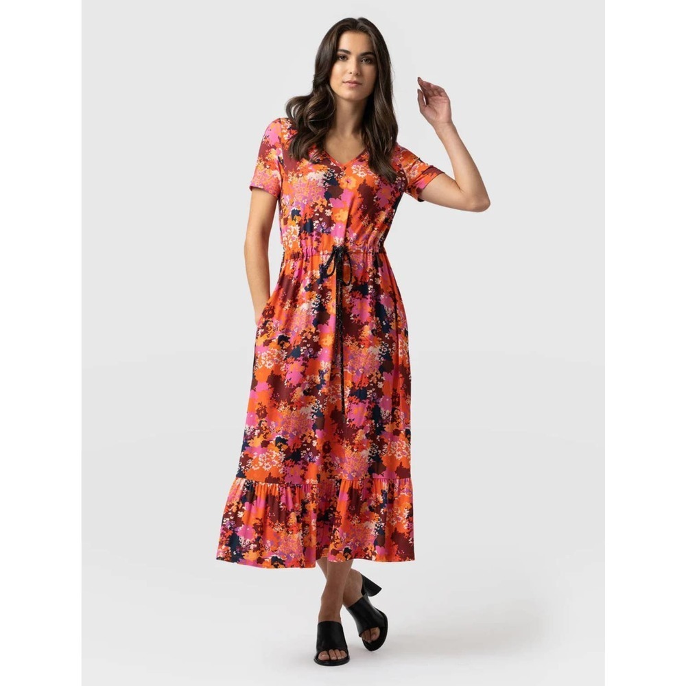 Saint and Sofia Size 16 Meredith V Neck Dress in Sea Floral